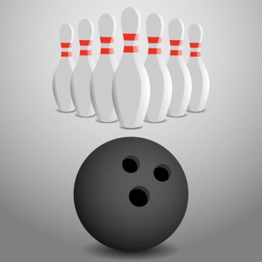 Bowling topu haddeleme pimleri illüstrasyon bir satırı vurmaya