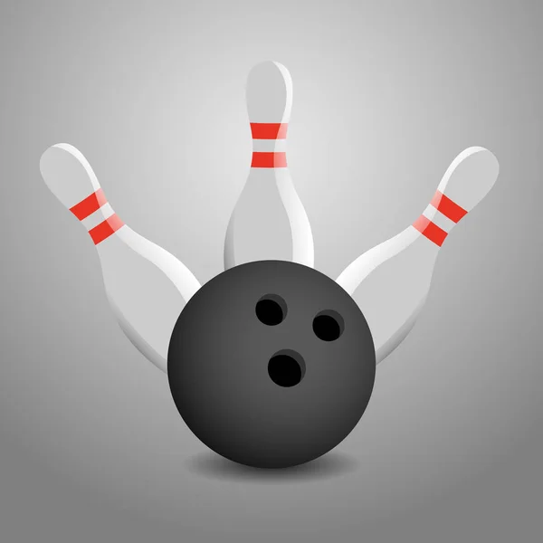 Bowlingbal raken drie pinnen Illustration - Strike! — Stockfoto