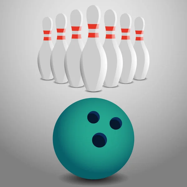 Bowling míč, odbije řadu kolíky ilustrace — Stock fotografie