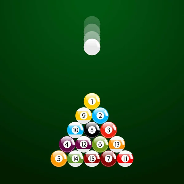 Witte bal over te raken van een Set van Biljart - Pool ballen op groen — Stockfoto