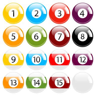 Bilardo - Bilardo - bilardo topları vektör izole ayarla