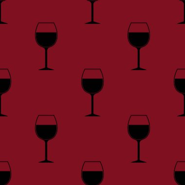 Şarap kadehi siluet Seamless modeli üzerinde kırmızı bordo