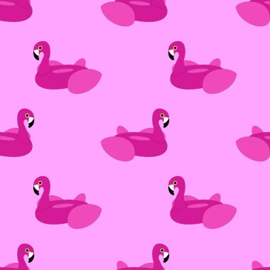 Pembe Flamingo Float Seamless Modeli pembe üzerinde