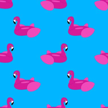 Egzotik mavi pembe Flamingo Float Seamless Modeli