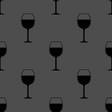 Şarap kadehi siluet Seamless modeli üzerinde koyu gri