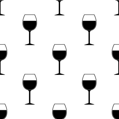 Beyaz Şarap kadehi siluet Seamless Modeli