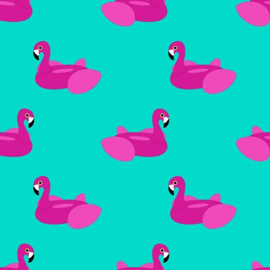 Turkuaz Pembe Flamingo Float Dikişsiz desen