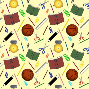 Geri okul renkli Seamless Modeli için hafif sarı