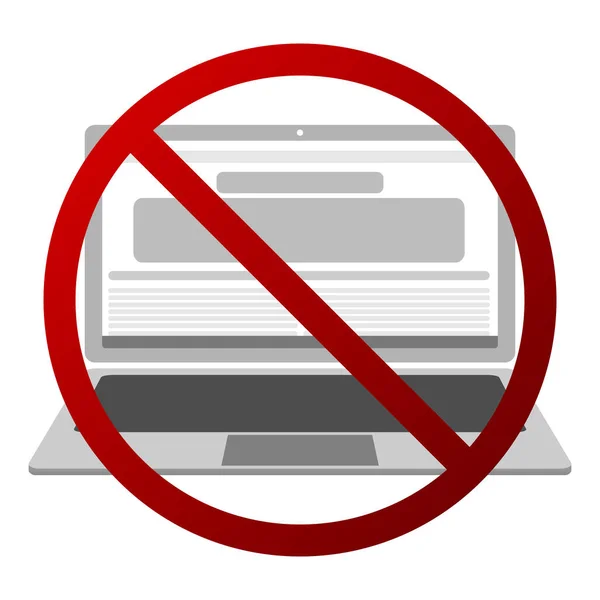 Laptop gebruik verboden teken geïsoleerd — Stockvector