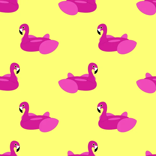 Rosa Flamingo Float modello senza soluzione di continuità sul giallo brillante — Vettoriale Stock