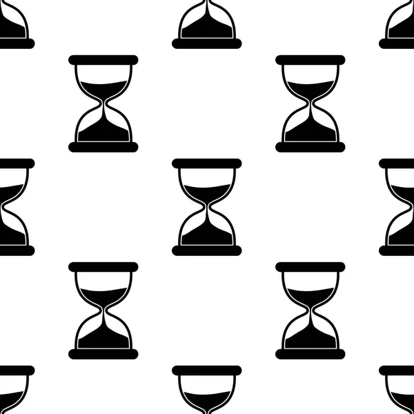 Чорний годинник Silhouette Безшовний візерунок на білому — стоковий вектор
