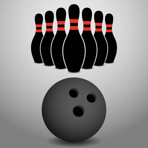 Bowling bollen i rullning, att slå en rad Pins vektor Ilus — Stock vektor