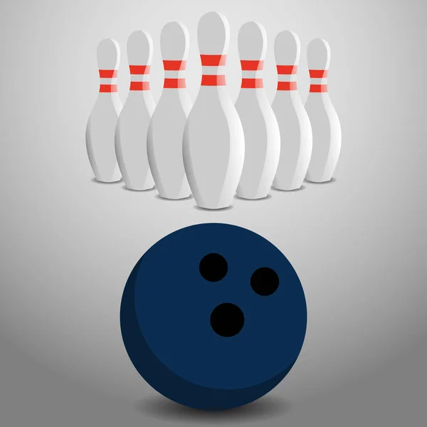 Bolos Rolling Ball, a punto de golpear una fila de alfileres Vector Illus — Vector de stock