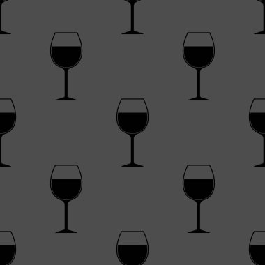 Şarap kadehi siluet Seamless modeli üzerinde koyu gri