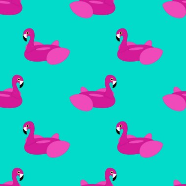 Turkuaz Pembe Flamingo Float Dikişsiz desen
