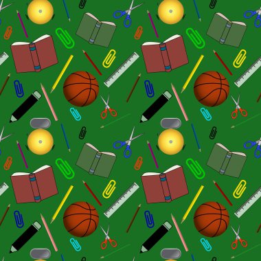 Geri okul renkli Seamless Modeli için koyu yeşil