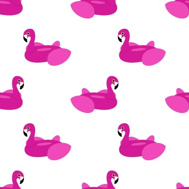 Beyaz üzerine Pembe Flamingo Float Seamless Modeli