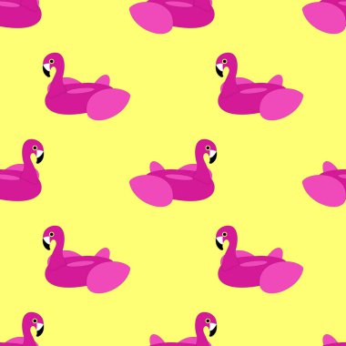 Parlak sarı Pembe Flamingo Float Seamless Modeli