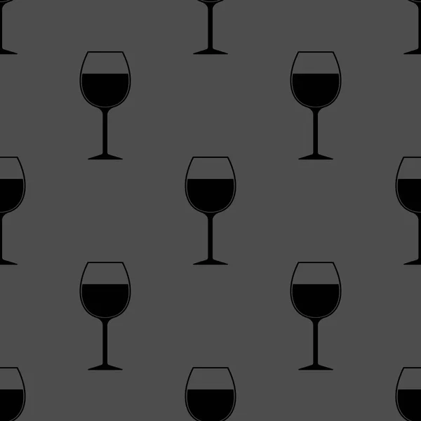 Silhueta de vidro de vinho sem costura padrão no cinza escuro — Fotografia de Stock