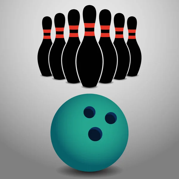 Bowling míč, odbije řadu kolíky ilustrace — Stock fotografie