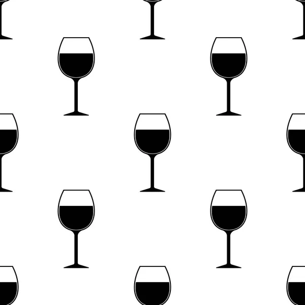 Silhouette en verre de vin Modèle sans couture sur blanc — Photo
