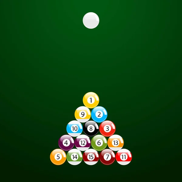 Billiard - Pool - Snooker Balls in Triangle and a White Ball Set — Stock Photo, Image