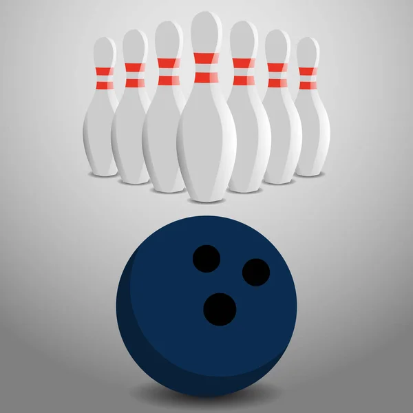 Bowling míč, odbije řadu kolíky vektorové ilustrace — Stock fotografie