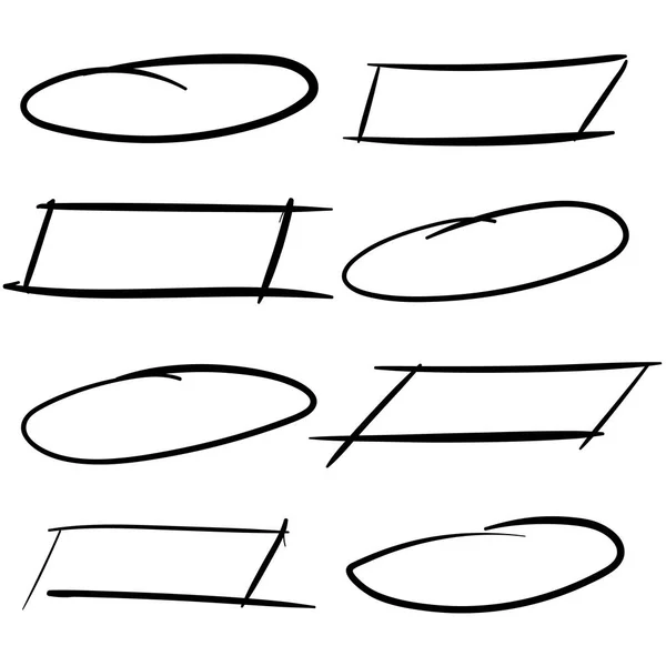 Conjunto de marcos dibujados a mano - Rectángulos y círculos —  Fotos de Stock