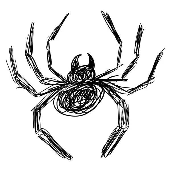 Black Hand dras Spider skiss - Doodle isolerade — Stockfoto