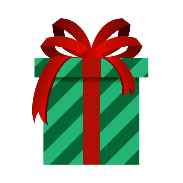 Noel hediye kutusu yeşil kaydırmalı izole