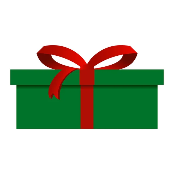 Christmas Gift Box z zielonym zawijania na białym tle — Wektor stockowy