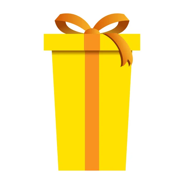 Christmas Gift Box z żółtym zawijania na białym tle — Wektor stockowy
