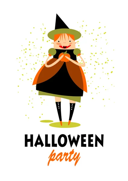 Хэллоуинская юная ведьма — стоковый вектор