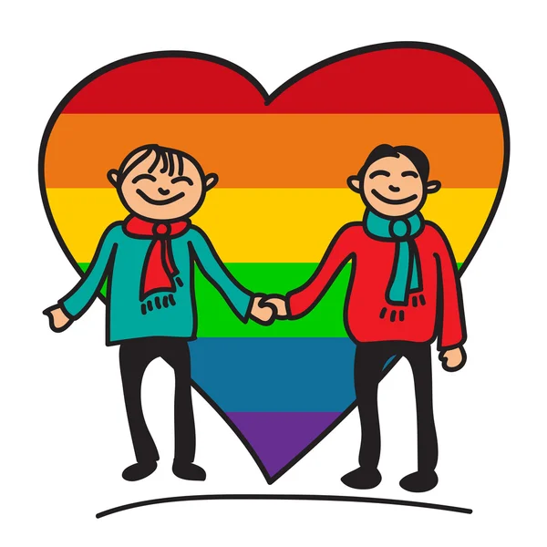 Couple gay avec coeur — Image vectorielle