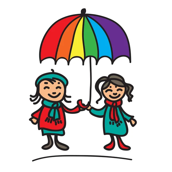 Κορίτσια με ομπρέλα — Διανυσματικό Αρχείο