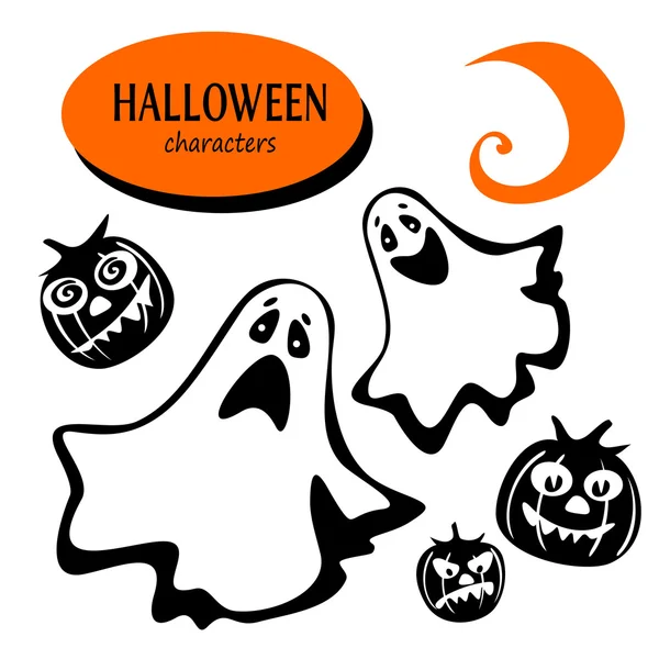 Caracteres fantasma halloween — Archivo Imágenes Vectoriales