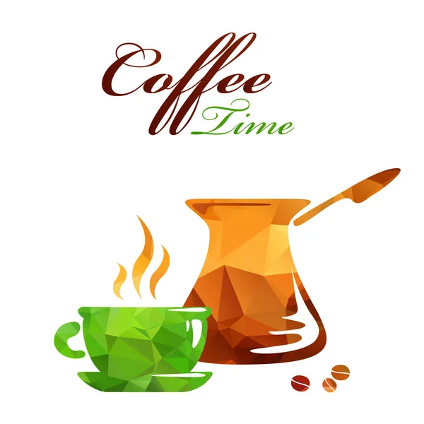 Polygonal coffee time — Stock Vector