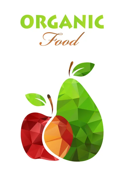 Manzana poligonal y pera — Vector de stock