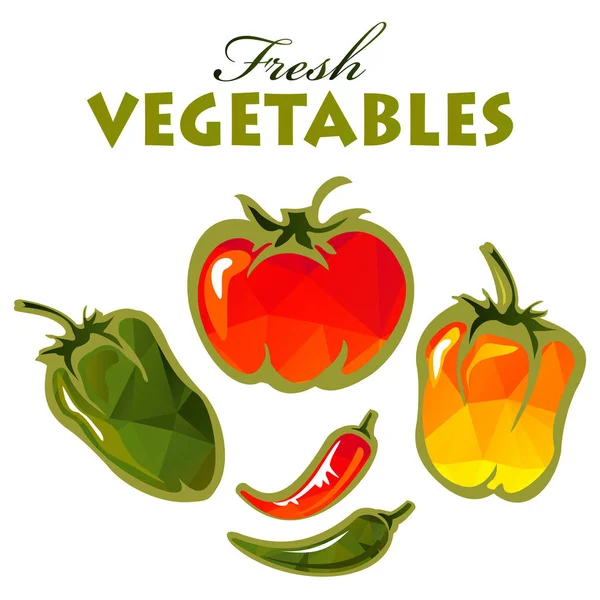 Polygonal fresh vegetables — Stock Vector