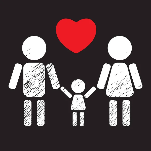 Family with heart — Stock Vector