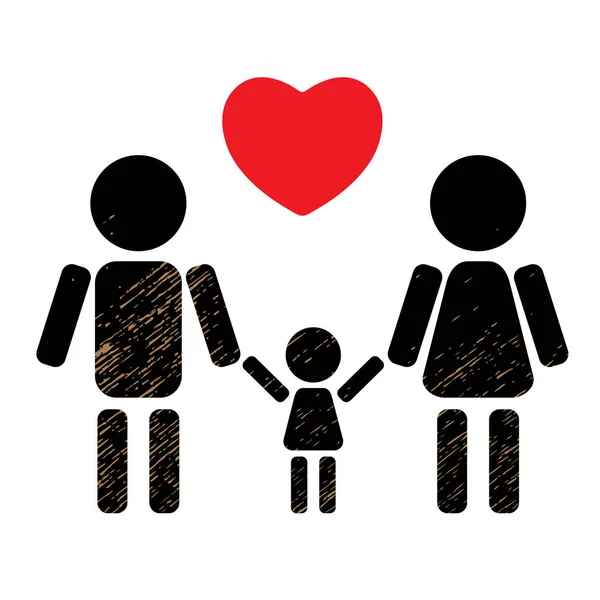 Family and heart — Stock Vector