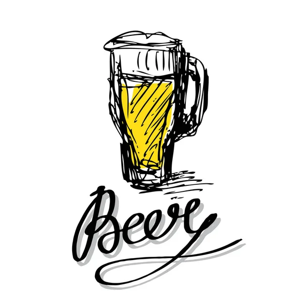 Буквы и бокал пива — стоковый вектор