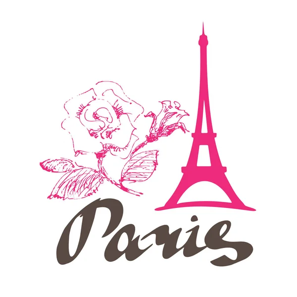 Paris fleur rose — Image vectorielle