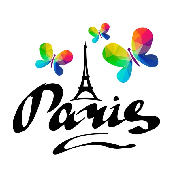 Παρίσι πεταλούδες γράμματα — Διανυσματικό Αρχείο