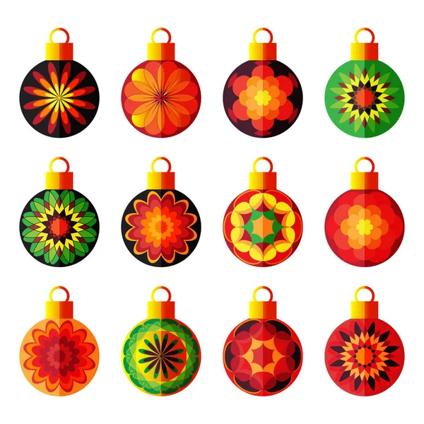 Bloemen kerstballen — Stockvector