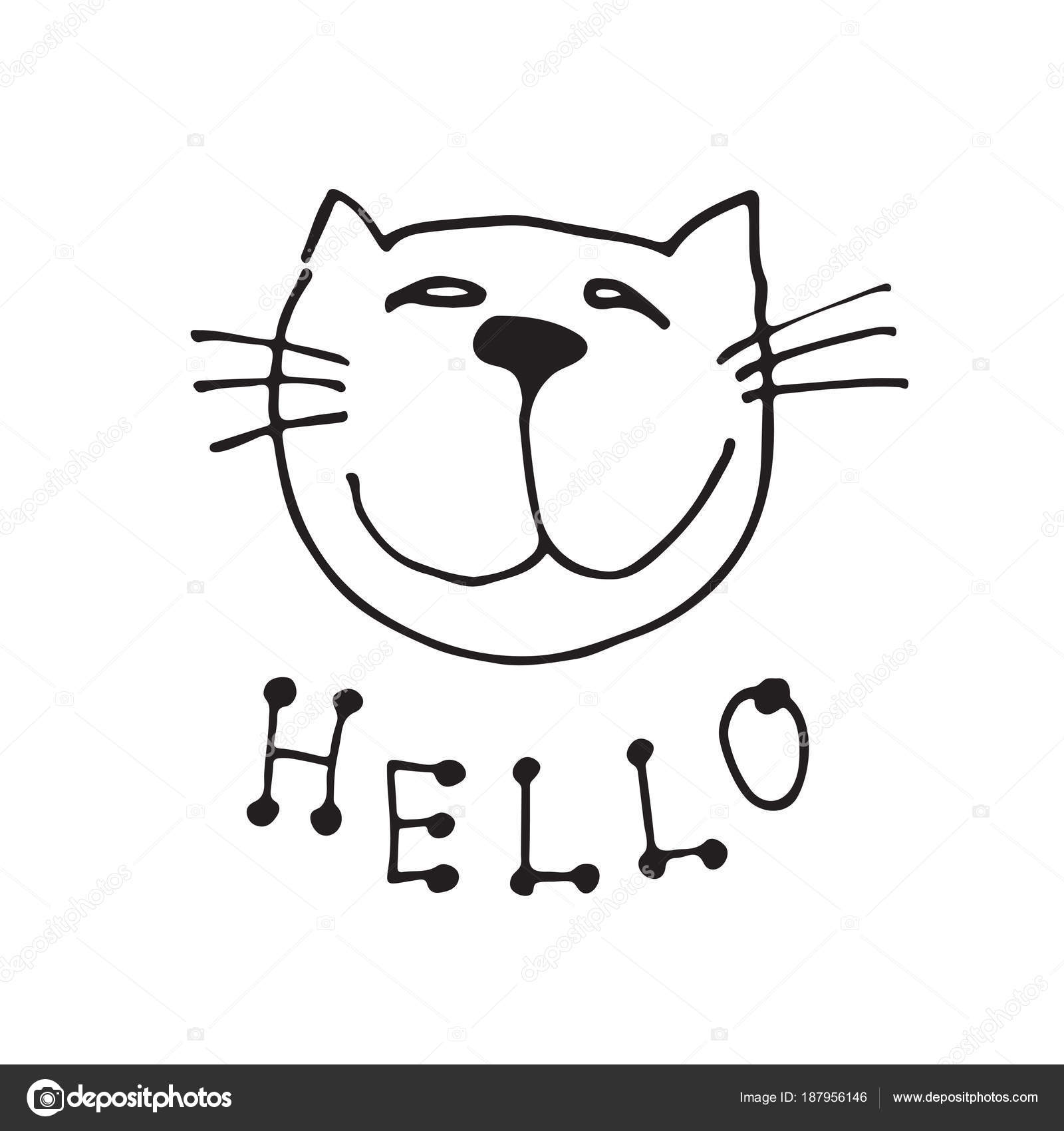 Carina Gatto Isolato Priorità Bassa Bianca Stile Disegno