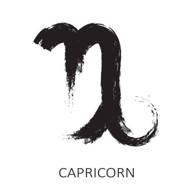 Burcu Oğlak beyaz arka plan üzerinde izole. Zodyak takımyıldızı. Burç ve astrolojik tahmin için tasarım öğesi. Elle çizilmiş stil. Vektör çizimi.