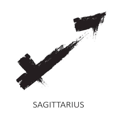 Burcu Yay beyaz arka plan üzerinde izole. Zodyak takımyıldızı. Burç ve astrolojik tahmin için tasarım öğesi. Elle çizilmiş stil. Vektör çizimi.