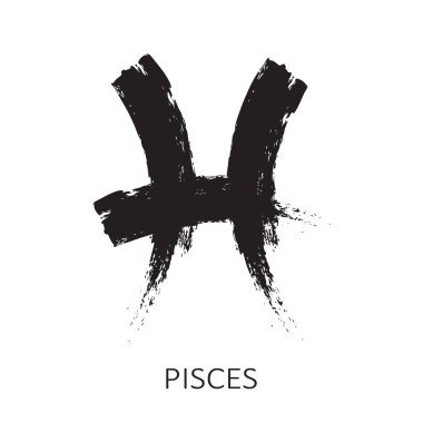 Burcu Balık beyaz arka plan üzerinde izole. Zodyak takımyıldızı. Burç ve astrolojik tahmin için tasarım öğesi. Elle çizilmiş stil. Vektör çizimi.