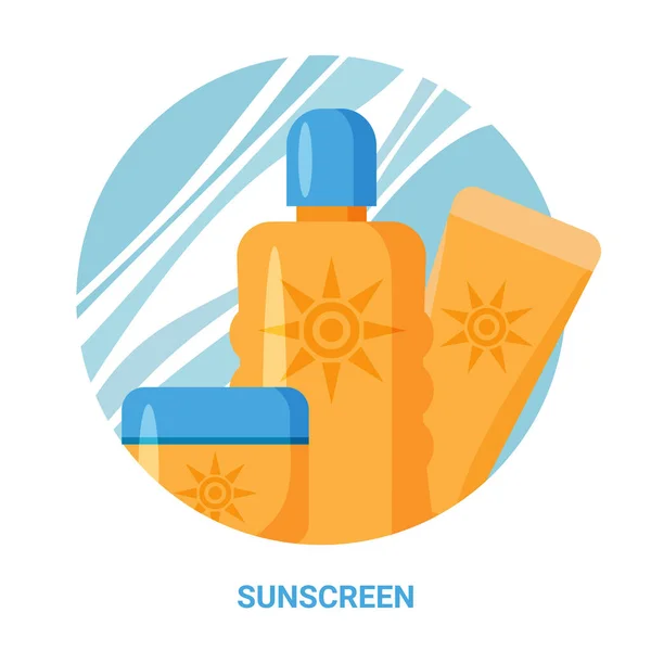 Sunscreen Cream Lotion Set Isolated White Background Protection Skin Solar — Stock Vector